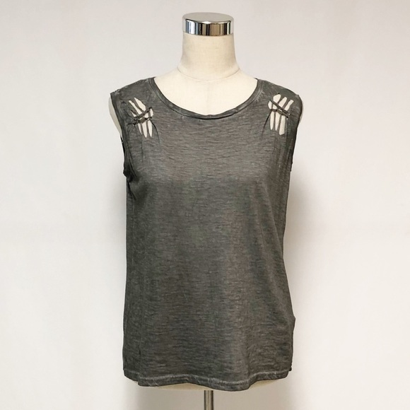 NWT Gray Burnout Distressed Muscle Tank Sz S - Picture 2 of 10